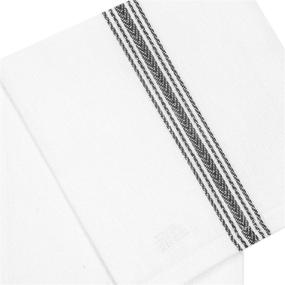 img 3 attached to COTTON CRAFT - Полосатые полотенца для кухни Scandia в угольном и белом цвете, набор из 12 штук, профессионального качества - также подходят для салфеток - 16x28 дюймов, 30 унций, 100% хлопок, низкая пушинка, прочная ткань