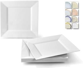 img 4 attached to 💍 Premium OCCASIONS 40-Pack: Elegant Disposable Wedding Party Plastic Plates - Square White, Heavyweight (8'' Appetizer/Dessert Size)