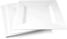 img 3 attached to 💍 Premium OCCASIONS 40-Pack: Elegant Disposable Wedding Party Plastic Plates - Square White, Heavyweight (8'' Appetizer/Dessert Size)