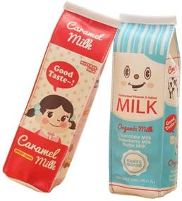 img 4 attached to Hilarious Creative Milk Cartons Pencil Case: Waterproof PU Pen Bag for Stationery Organization - Set of 2