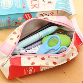 img 1 attached to Hilarious Creative Milk Cartons Pencil Case: Waterproof PU Pen Bag for Stationery Organization - Set of 2