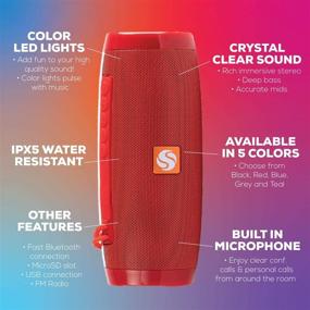 img 3 attached to 🔊 SilverOnyx Bluetooth Speaker Portable with Color Lights - Loud Clear HD Stereo Sound, Rich Bass Subwoofer - Red