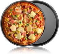 🍕 сковорода для пиццы диаметром 11 дюймов с антипригарным покрытием, 2 штуки, идеально подходит для запекания в печи говядины, курицы, мясных блюд. черная круглая сковорода - идеальный выбор для настоящих ценителей пиццы! логотип