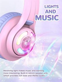 img 3 attached to 🎧 iClever BTH13 Bluetooth Kids Headphones, Cat Ear LED Light Up Wireless Headphones with Volume Limit (74/85/94dB), 45H Playtime, MIC, Over Ear for School/Tablet/PC - Purple