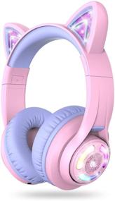 img 4 attached to 🎧 iClever BTH13 Bluetooth Kids Headphones, Cat Ear LED Light Up Wireless Headphones with Volume Limit (74/85/94dB), 45H Playtime, MIC, Over Ear for School/Tablet/PC - Purple