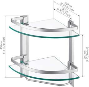 img 3 attached to 🛁 KES Aluminum Bathroom 2-Tier Glass Corner Shelf with Towel Bar | Wall Mounted | Thick Tempered Glass | Silver | A4123B