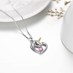 img 2 attached to Unicorn Pendant Necklace for Teen Girls - 925 Sterling Silver, Birthstone Jewelry Gift for Women, Embellished with Crystals from Austria