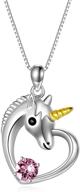 unicorn pendant necklace for teen girls - 925 sterling silver, birthstone jewelry gift for women, embellished with crystals from austria logo