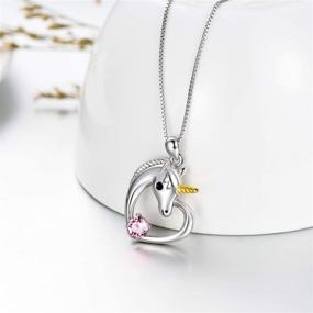 img 3 attached to Unicorn Pendant Necklace for Teen Girls - 925 Sterling Silver, Birthstone Jewelry Gift for Women, Embellished with Crystals from Austria