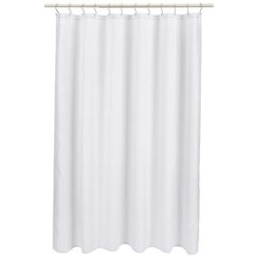 img 4 attached to 🛁 Bright White 72 Inch Linen Style Bathroom Shower Curtain by Amazon Basics