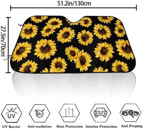 img 3 attached to 🌞 Upgrade Hardened Sunflower 2pcs Car Front Sunshade Windshield and Steering Wheel Cover Set - Easy to Install, Universally Fits Auto Truck Van SUV - Protects Car Interior