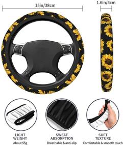 img 2 attached to 🌞 Upgrade Hardened Sunflower 2pcs Car Front Sunshade Windshield and Steering Wheel Cover Set - Easy to Install, Universally Fits Auto Truck Van SUV - Protects Car Interior