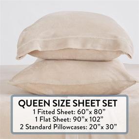 img 2 attached to Queen Size Beige Velvet Plush Sheet and Pillowcase Set - Ultra Soft Micro Fleece, Extra Deep Pockets, Cozy Warmth - Luxurious Heavyweight Bedding from Tribeca Collection