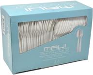 🍴 maui plastic cutlery combo set - heavy duty disposable forks and spoons - 100 forks & 100 spoons - ideal for gatherings, parties, and dining - super heavyweight, easy to open, hard to break - perfect for soup logo
