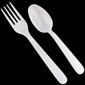 img 3 attached to 🍴 MAUI Plastic Cutlery Combo Set - Heavy Duty Disposable Forks and Spoons - 100 Forks & 100 Spoons - Ideal for Gatherings, Parties, and Dining - Super heavyweight, Easy to Open, Hard to Break - Perfect for Soup