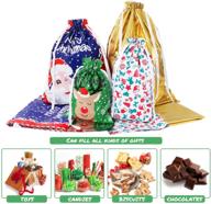 amosfun рождественская сумка с завязкой для упаковки подарков на день рождения логотип