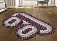 🧺 burgundy stripe country braid rug set: durable & stain resistant indoor oval area rug collection - vibrant colors, reversible, 100% polypropylene, 3 piece set (20"x30"/20"x30"/24"x72") логотип