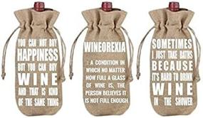 img 3 attached to Enhance Your Wine Gift with VinoPlease Set of 3 Wine Jute Burlap Bag Draw String Covers!