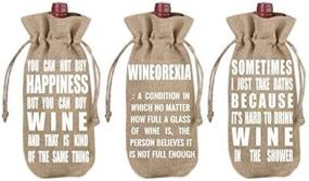 img 1 attached to Enhance Your Wine Gift with VinoPlease Set of 3 Wine Jute Burlap Bag Draw String Covers!