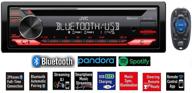 jvc single-din car stereo player with bluetooth, android music, usb input & dual phone connection, plus free alphasonik earbuds logo