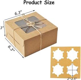 img 2 attached to 🧁 Premium Kraft Paper Cupcake Boxes - 25 Packs with Display Window & Inserts - 4 Standard Cupcakes Holder - Perfect for Party Favors, Muffins, Cookies, Bakeries, or Pastries