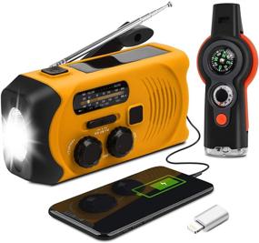 img 4 attached to 🔦 Maxuni Solar Hand Crank Portable Emergency Weather Radio with AM/FM, LED Flashlight, USB Charger, SOS Alarm - Orange/Black