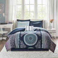 🌺 boho queen bedding set: intelligent design complete bed in a bag with navy loretta comforter, sheets, and decorative pillow - 9 piece all season collection (id10-1377) logo