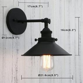 img 3 attached to Black Permo Vintage Industrial Metal Wall Sconce Lighting - Adjustable 180 Degree Wall Lamp