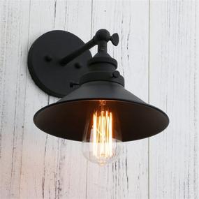 img 1 attached to Black Permo Vintage Industrial Metal Wall Sconce Lighting - Adjustable 180 Degree Wall Lamp