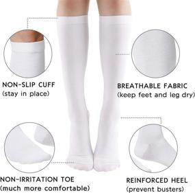 img 2 attached to 🧦 6 Pairs of Compression Socks for Women & Men - Improve Circulation, 8-15mmHg Knee-High Support Socks for Running, Athletic Activities - WHI10-13 Inches