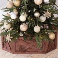 🌲 enhance your christmas tree with the wooden tree collar box - farmhouse rustic decor. vintage weathered wood decoration for a festive vibe (folding small, brown) logo