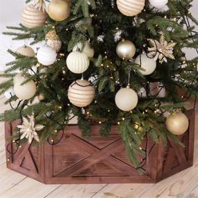 img 4 attached to 🌲 Enhance Your Christmas Tree with the Wooden Tree Collar Box - Farmhouse Rustic Decor. Vintage Weathered Wood Decoration for a Festive Vibe (Folding Small, Brown)