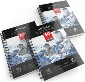 img 2 attached to Arteza Expert Watercolor Paper Pad - 3 Pack, 5.5x8.5 Inch Watercolor Sketchbook, 30 Sheets Each - Spiral Bound, 140lb/300gsm Cold Pressed Acid Free Painting Paper for Dry & Mixed Media