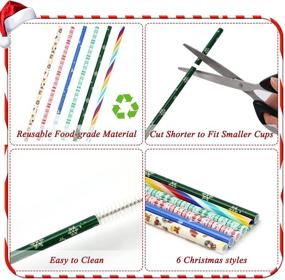 img 1 attached to 🎄 Premium BPA-Free Christmas Drinking Straws - 40 Reusable Xmas Straws with Cleaning Brush - Ideal for Family or Party Favors