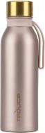 hydro pure 20 oz stainless steel water bottle with purifying lid, carry strap - stay hydrated on-the-go, 24 hours cold - copper lid, pink cotton логотип