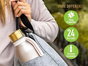 img 1 attached to Hydro Pure 20 oz Stainless Steel Water Bottle with Purifying Lid, Carry Strap - Stay Hydrated On-The-Go, 24 Hours Cold - Copper Lid, Pink Cotton