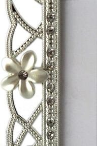 img 1 attached to L&T Silver Metal Wedding Picture Frame with Pearly White Flowers, Crystals, and 8x10 Inch Photo Display