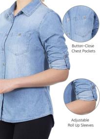 img 1 attached to MixMatchy Womens Classic Sleeve Chambray Outdoor Recreation