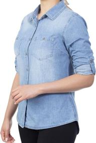 img 3 attached to MixMatchy Womens Classic Sleeve Chambray Outdoor Recreation