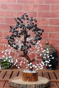 img 1 attached to ✨ Crocon Christmas Decoration Rainbow Moonstone and Black Gemstone Tree Feng Shui Figurine Money Bonsai Good Luck Reiki Healing Crystals Decoration Ornament Sculpture Prosperity Gift, Size 10-12 Inches