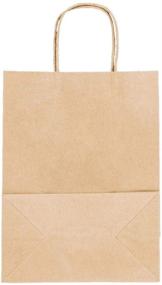 img 1 attached to 🛍️ Brown Kraft Paper Bags with Handles - 100% Recycled Gift and Food Carrier Bags for Birthday Parties, 8"x4.25"x10.5" (10 Pack)