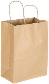 img 2 attached to 🛍️ Brown Kraft Paper Bags with Handles - 100% Recycled Gift and Food Carrier Bags for Birthday Parties, 8"x4.25"x10.5" (10 Pack)