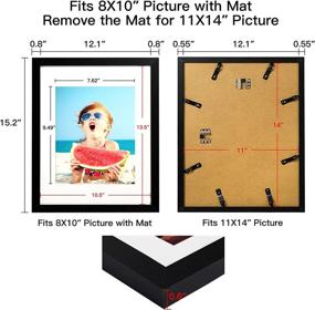 img 2 attached to 🖼️ BAIJIALI 11x14 Picture Frame Set of 4 with Tempered Glass - Display 8x10 Photos or Four 4x6 Pictures with Mat, 11x14 Without Mat - Wall Mounting Black Photo Frames