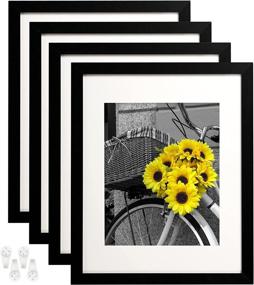 img 4 attached to 🖼️ BAIJIALI 11x14 Picture Frame Set of 4 with Tempered Glass - Display 8x10 Photos or Four 4x6 Pictures with Mat, 11x14 Without Mat - Wall Mounting Black Photo Frames