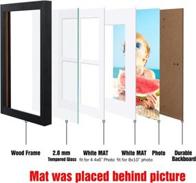 img 1 attached to 🖼️ BAIJIALI 11x14 Picture Frame Set of 4 with Tempered Glass - Display 8x10 Photos or Four 4x6 Pictures with Mat, 11x14 Without Mat - Wall Mounting Black Photo Frames