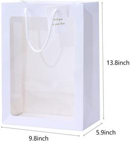 img 3 attached to Set of 10 Clear Gift Bags With Window, 13.8x 9.8x 🎁 5.9&#34; White Transparent Bouquet Bags With Handle for Bridal Shower, Festivals Party