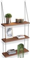 🌿 omysa 3 tier boho hanging shelf for plants &amp; decor - rustic farmhouse window plant shelves logo