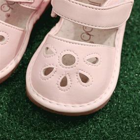 img 1 attached to 🌸 UBELLA Flower Punch Mary Jane Toddler Sandals: Adorable Squeaky Shoes for Toddler Girls (Includes Removable Squeakers)