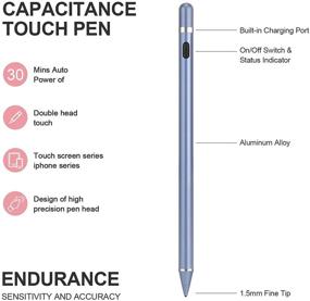 img 3 attached to 🖊️ Blue Stylus Pen for Touch Screens - Active Digital Pencil Fine Point, Compatible with iPhone, iPad, and Other Tablets