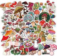 waterproof ins style mushroom stickers - 50 pack colorful decals for scrapbooking, journaling, laptop, phone case, water bottle, and home decor logo